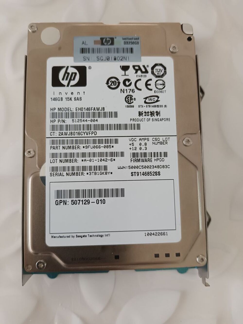 Disque SAS 15k - 146 GB - HP 2,5 pouces avec caddie Matériel informatique