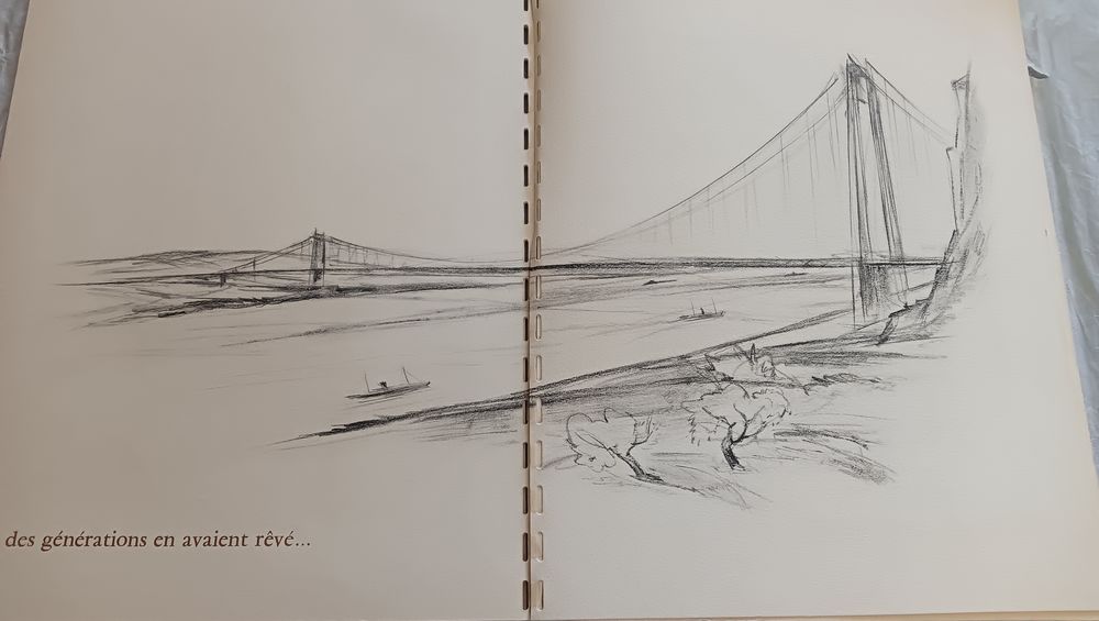 Plaquette tr&egrave;s rare inauguration du Pont de Tancarville 