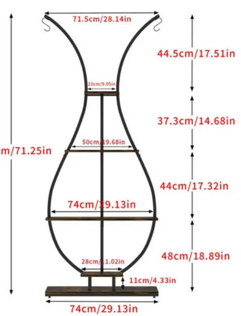 Support �  plantes vintage �  �tag�re 5 niveaux m�tal & bois Chevroux (01)