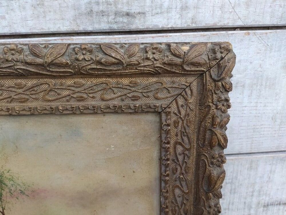 Ancien Tableau &Eacute;cole de Barbizon Cadre Art Nouveau Décoration