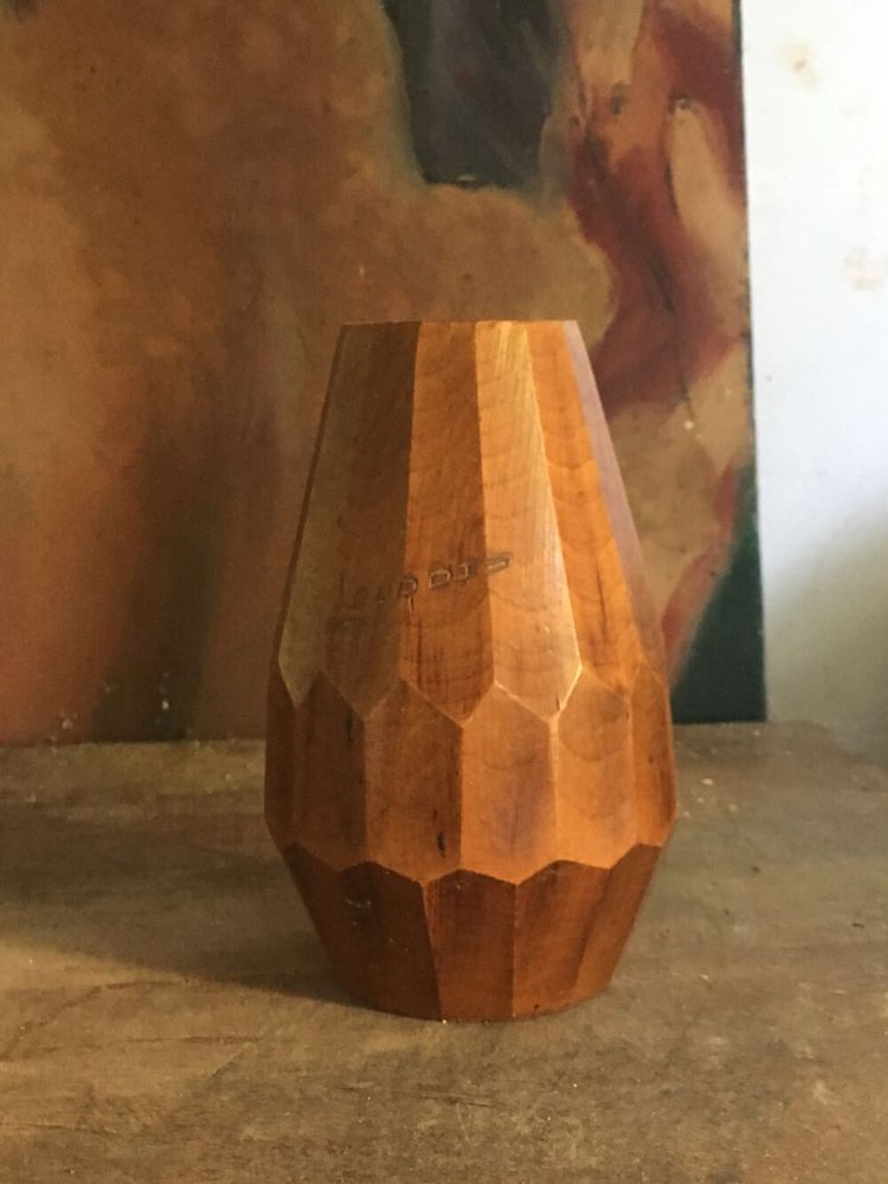 petit vase en bois 1940 Décoration