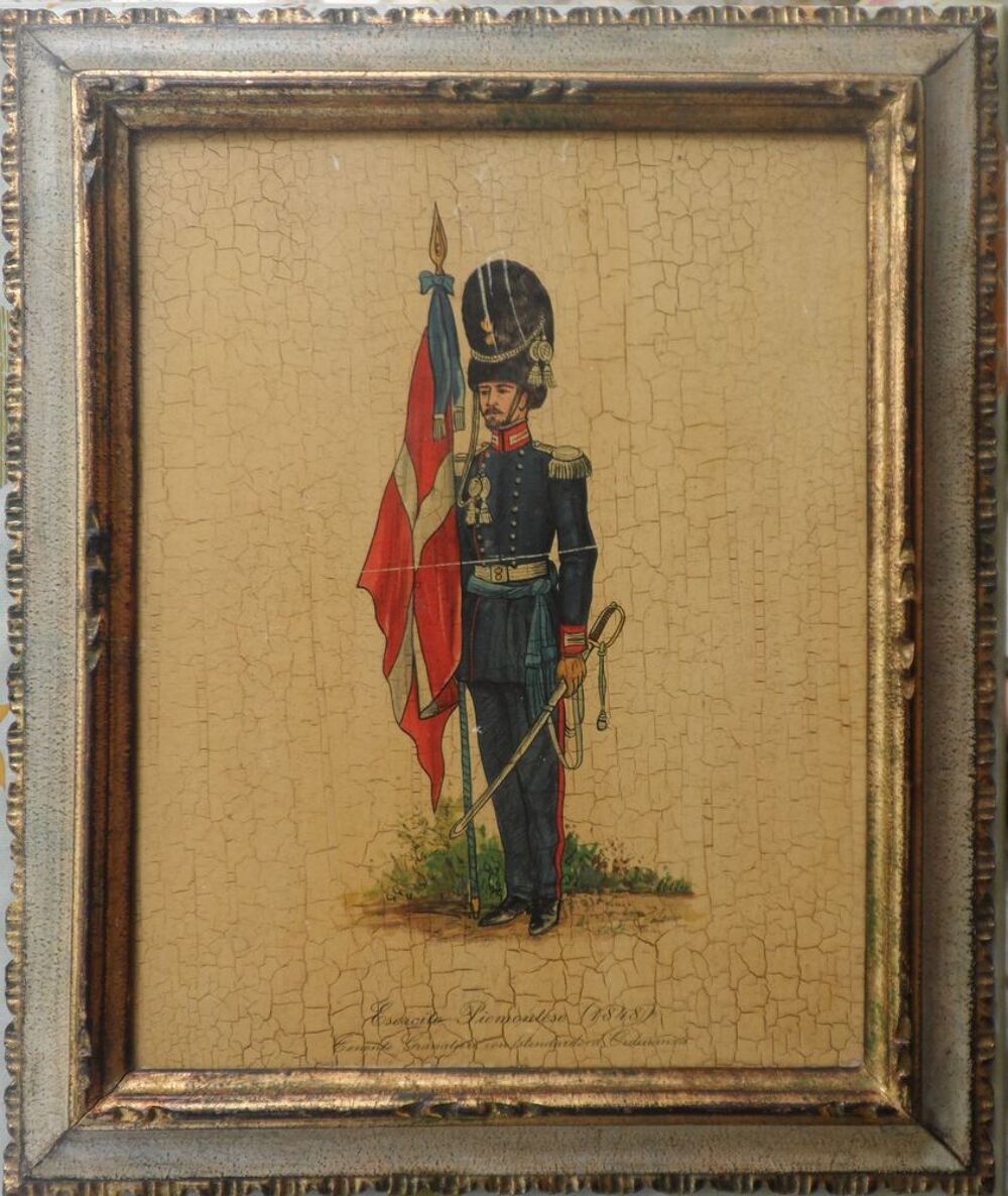Esercito Piemontese (1848) Tenente Graratieri con standardo Dcoration