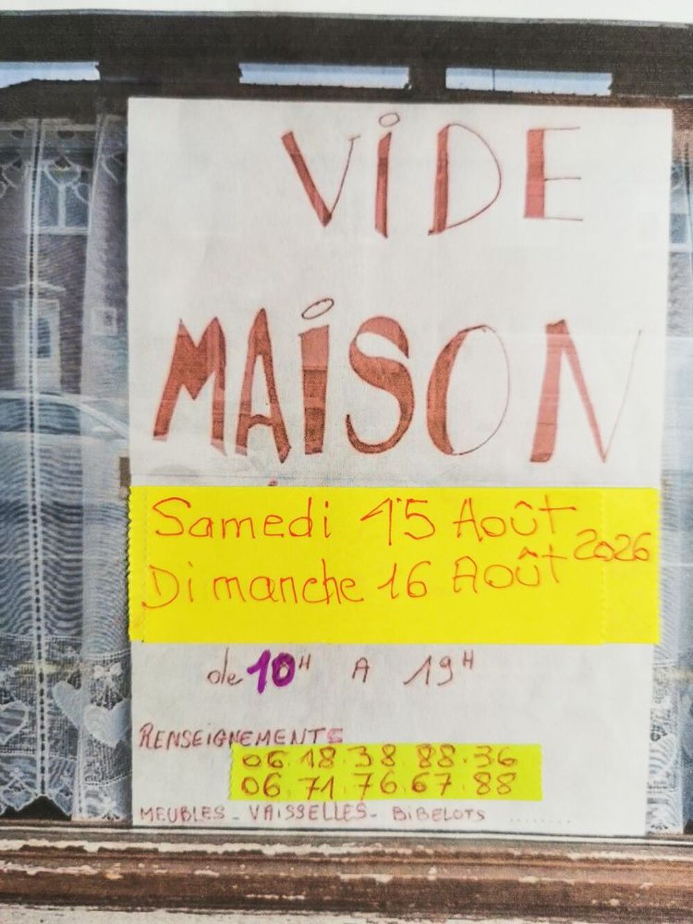 Vide-maison ? Samedi 15 et dimanche 16 ao&ucirc;t 2026 Vide grenier, marché aux puces, braderie