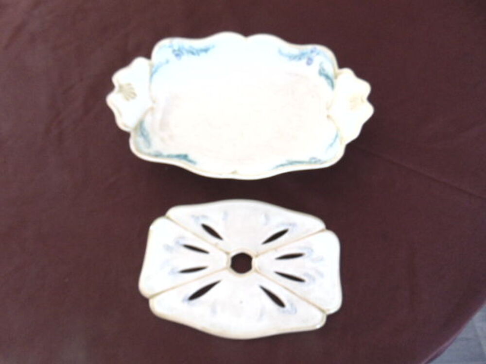  Plat &agrave; asperges ancien ? Fa&iuml;ence &eacute;maill&eacute;e ? Art Nouveau Cuisine