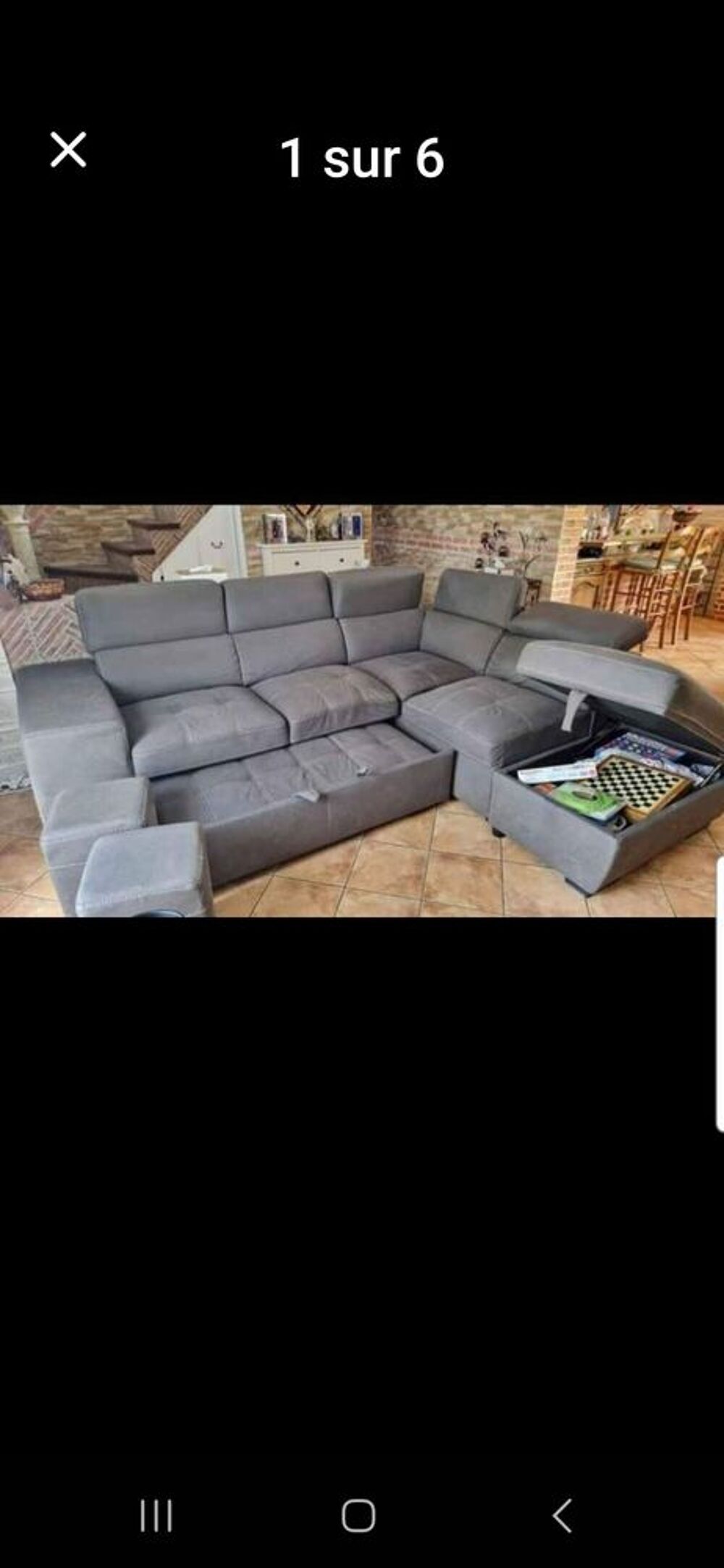 Canap&eacute; premium confort tissu gris gauche Meubles