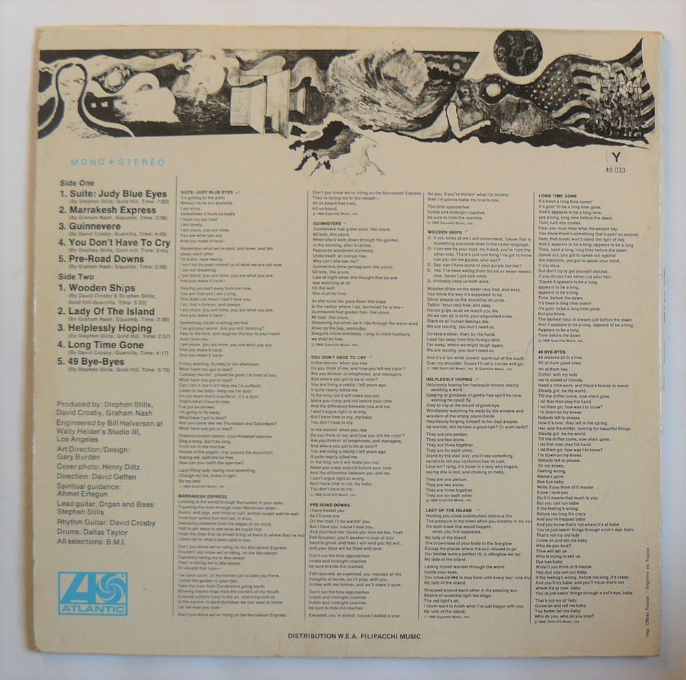 LP CROSBY, STILLS &amp; NASH : Judy Blue Eyes - Atlantic 40033 CD et vinyles
