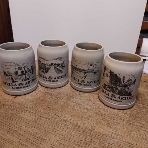 Lot de 4 Chopes de diff�rents motifs Vintage en Gr�s 45 Laon (02)