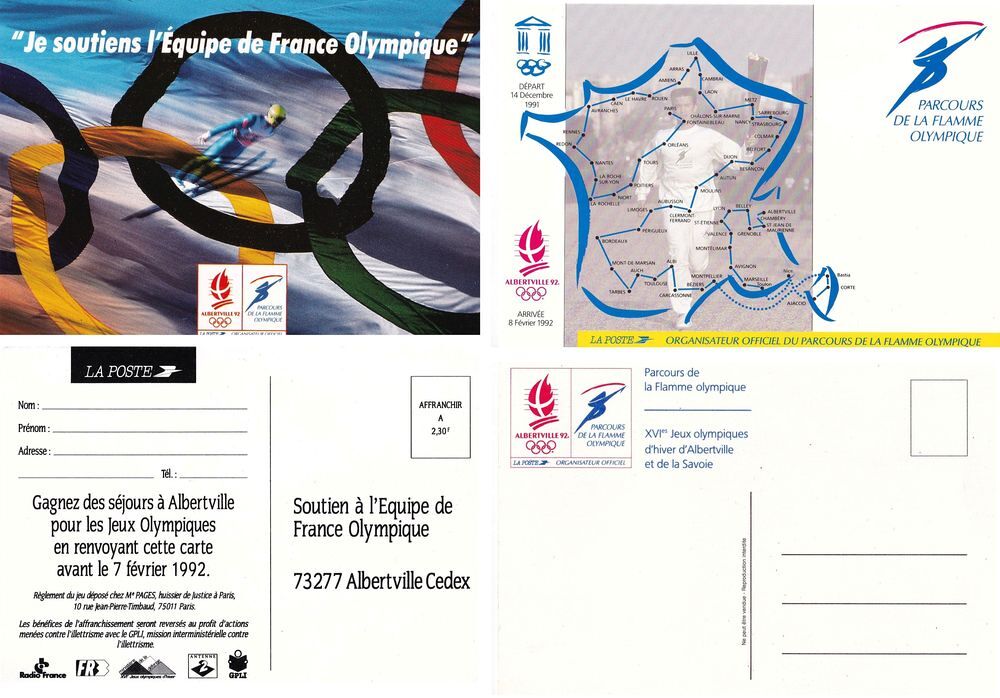 Lot de 18 enveloppes et cartes postales J.O d'hiver &agrave; Albert 