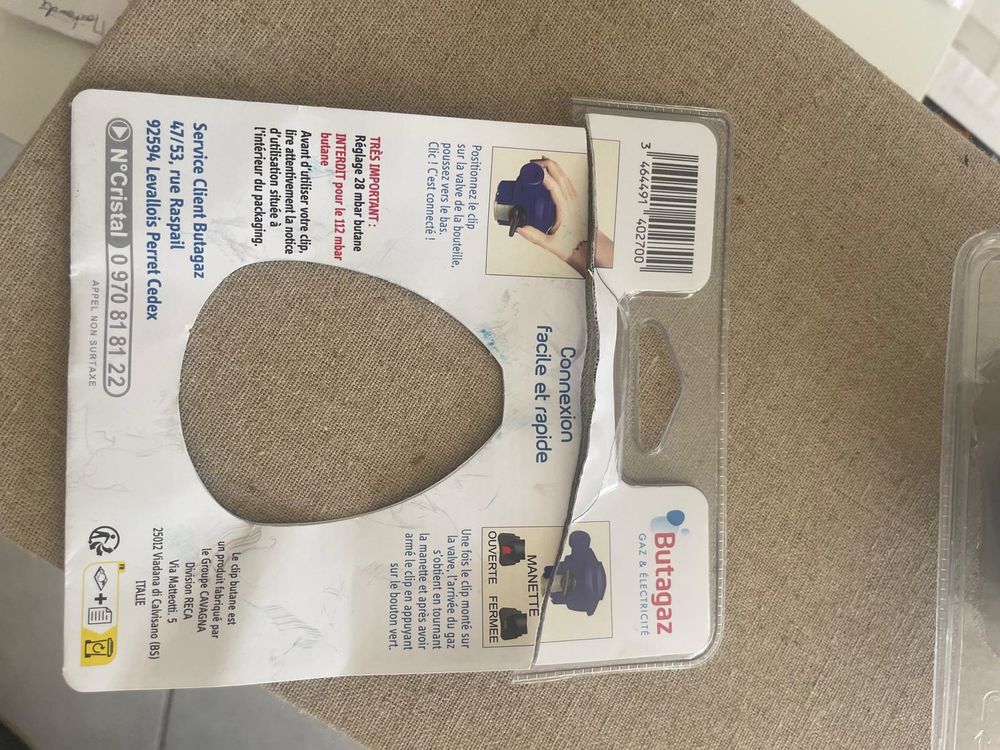 D&eacute;tendeur d'origine Butagaz &agrave; clip pour Viseo ou cube butane Bricolage