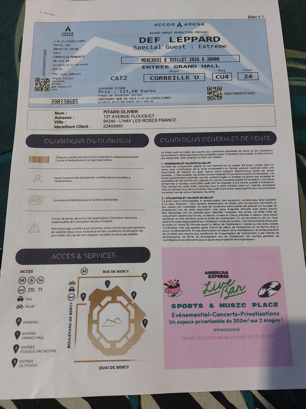 Billet concert Def Leppard Accor Arena 8 juillet 2026 Billetterie