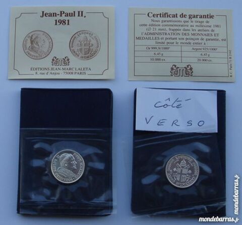 Superbe Mdaille Argent -  l'ffigie Jean-Paul II 22 La Rochelle (17)