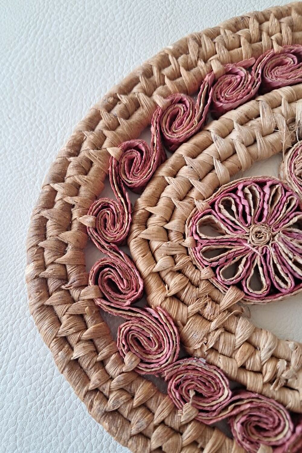 lot de 2 dessous de plat en paille tress&eacute;e vintage Décoration