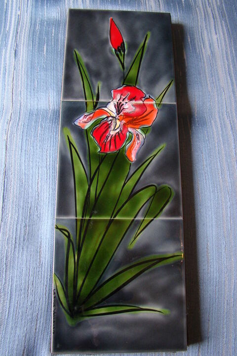 Tableau en c�ramique �maill�e La Roue Vallauris  ann�es 1960 80 Gargenville (78)