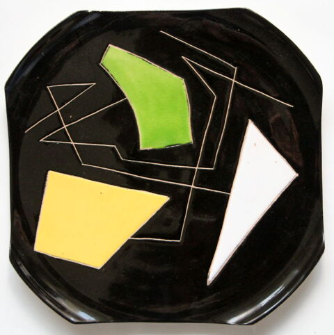 Plat c�ramique �maill� vintage 50 design 50 Issy-les-Moulineaux (92)