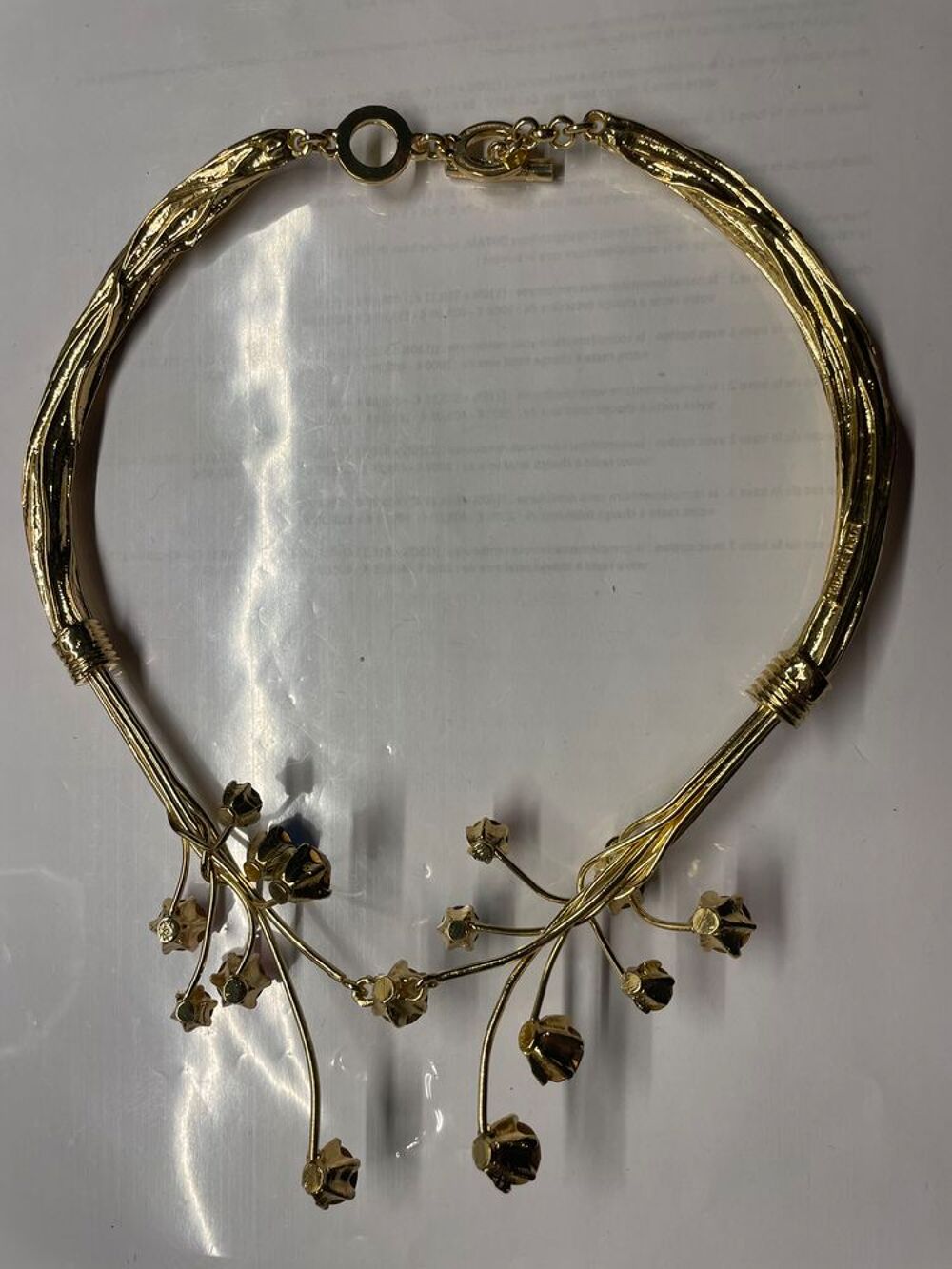 collier bouquet fleurs dor&eacute; strass multicolore Sonia RYKIEL Bijoux et montres