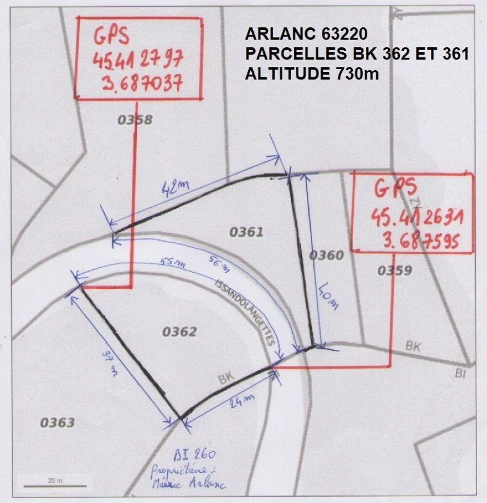 Vente Terrain 2 parcelles Arlanc 63220 Arlanc