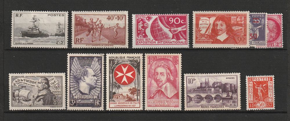 Timbres Neufs*avec CHARNIERE qqs adh&eacute;rences sur la gomme 