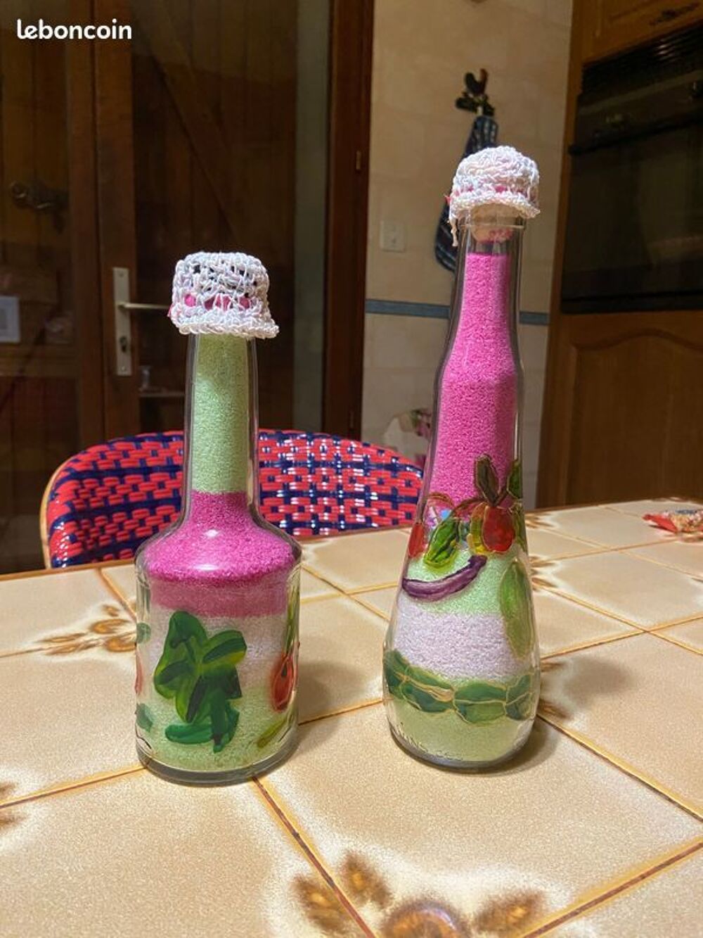 2 ANCIENNES BOUTEILLES SABLE COLORE Décoration