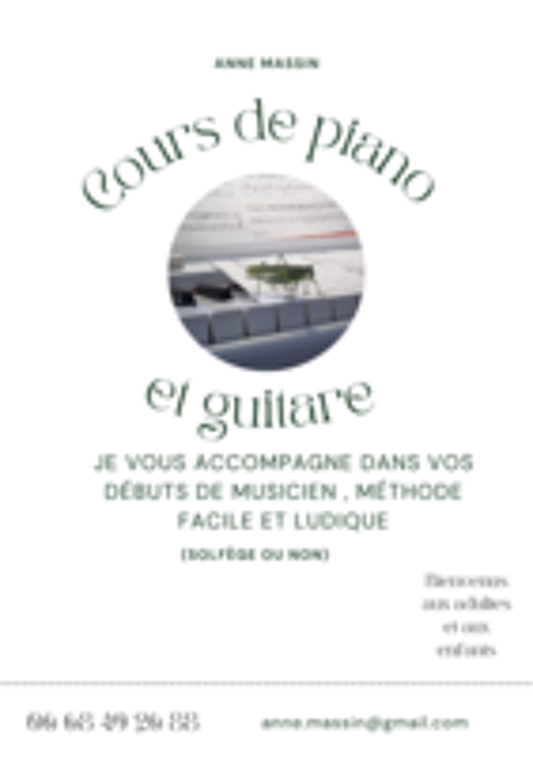   Cours de piano et guitare  