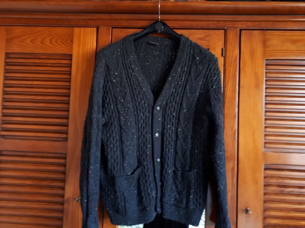 Gilet &agrave; torsades gris - TBE - L Vêtements