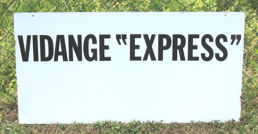 Plaque publicitaire de garage Vidange Express 