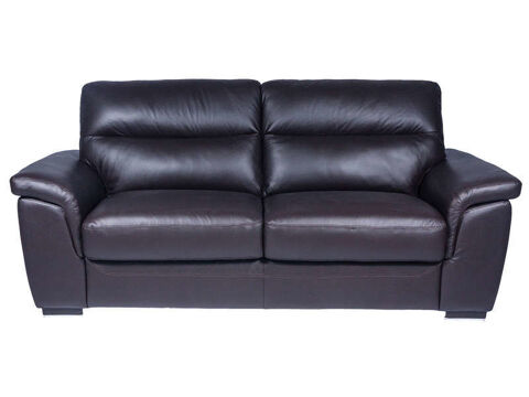 Canap fixe cuir marron/chocolat 3 places 250 Nice (06)