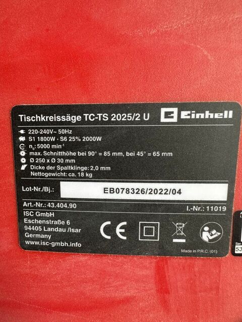 Scie sur table EINHELL TC-TS 2025/2 U 90 Nancy (54)