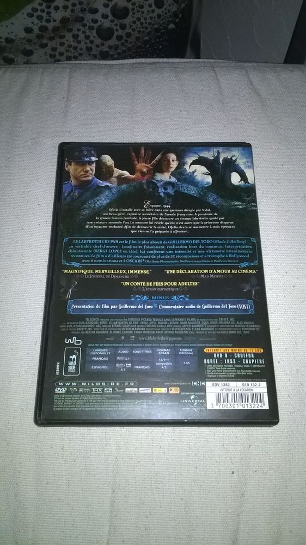 DVD Le Labyrinthe de Pan
Guillermo Del Toro
2006
Excellen DVD et blu-ray