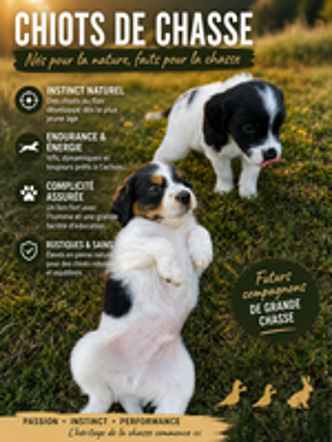   chiots épagneul breton pie noire  