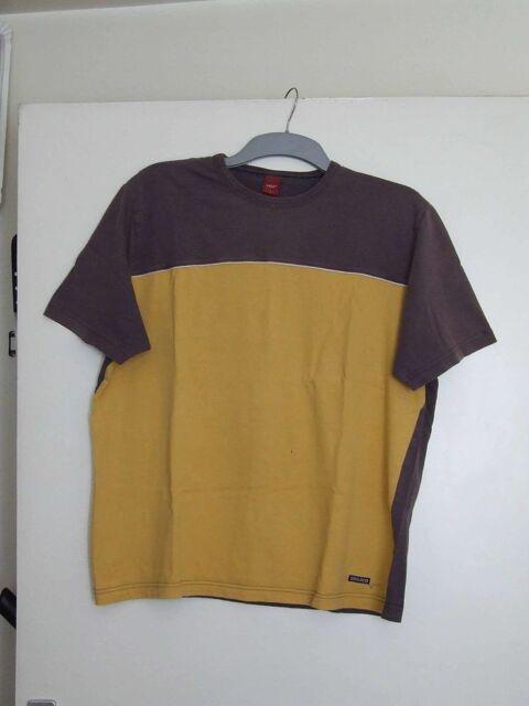 Tee-shirt col rond, CELIO, Ocre et marine, Taille L, TBE 5 Bagnolet (93)