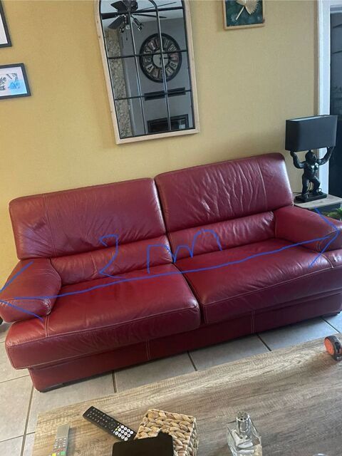 Salon 3 pices cuir rouge 500 Montigny-le-Guesdier (77)