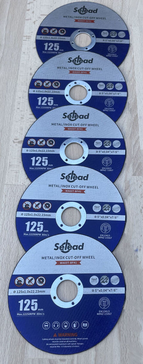 5 disques à tronçonner métaux ?125mm pour inox / acier 7.5 Baillargues (34)
