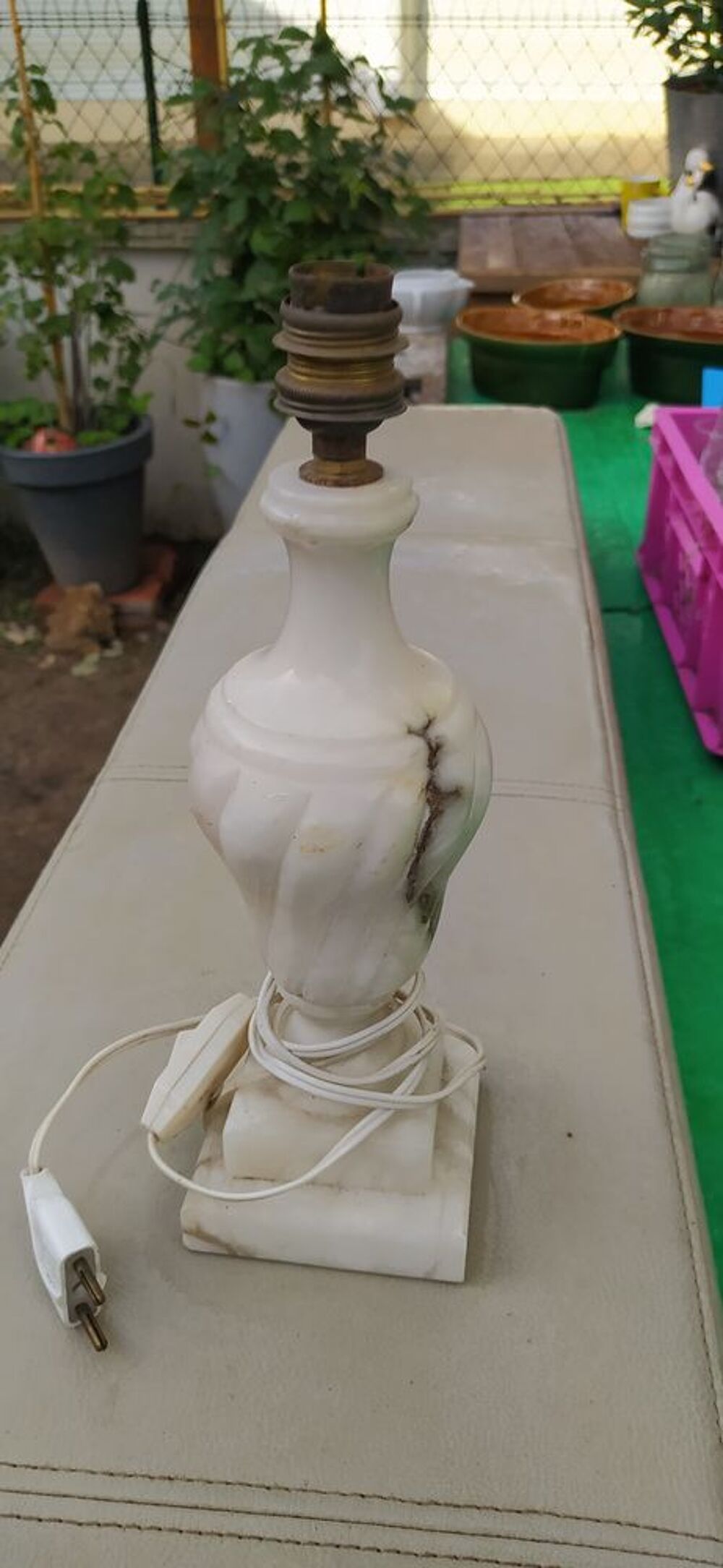 LAMPE EN MARBRE BLANC D'ITALIE Décoration