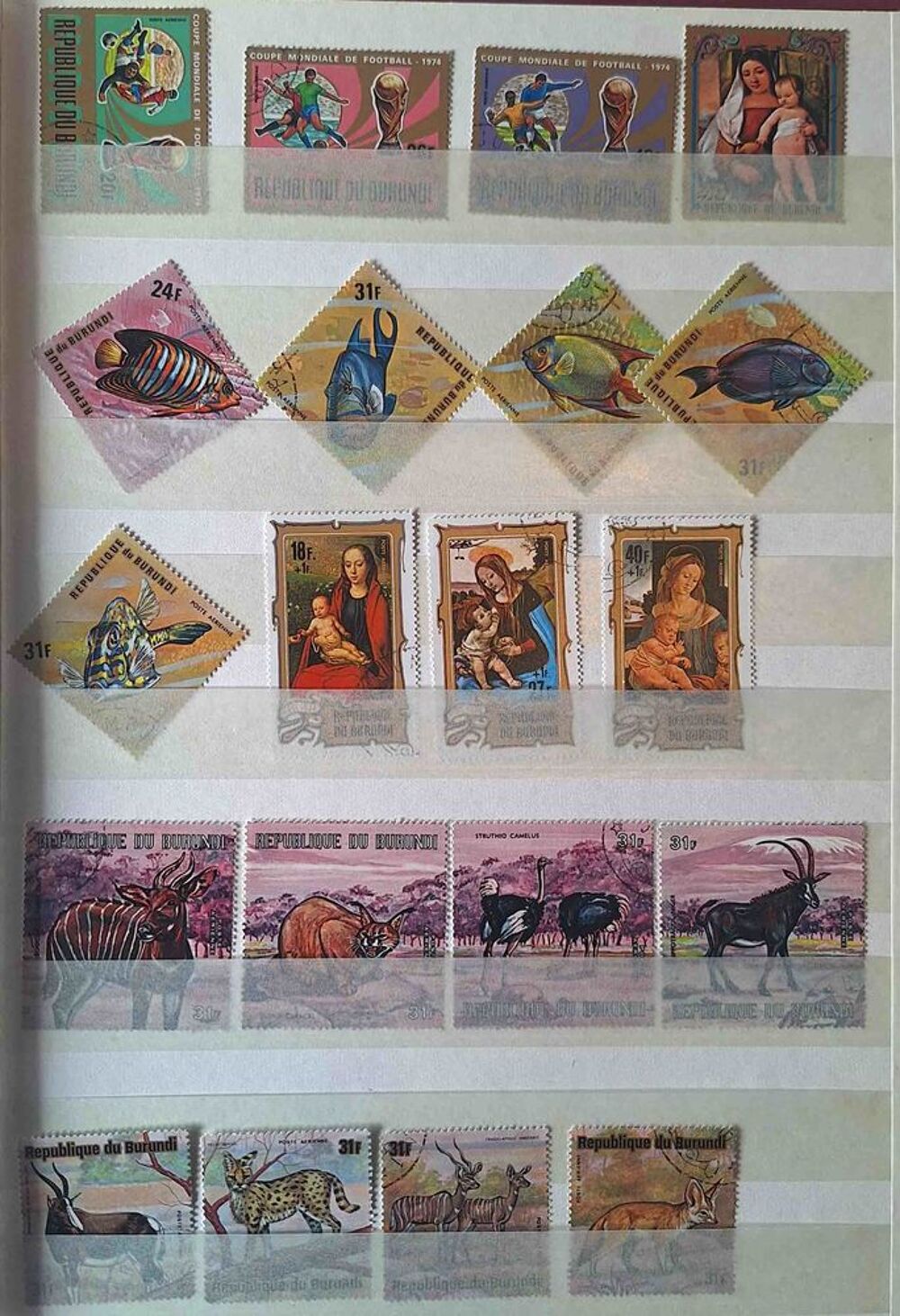 S&eacute;rie de timbres de collection du Burundi 