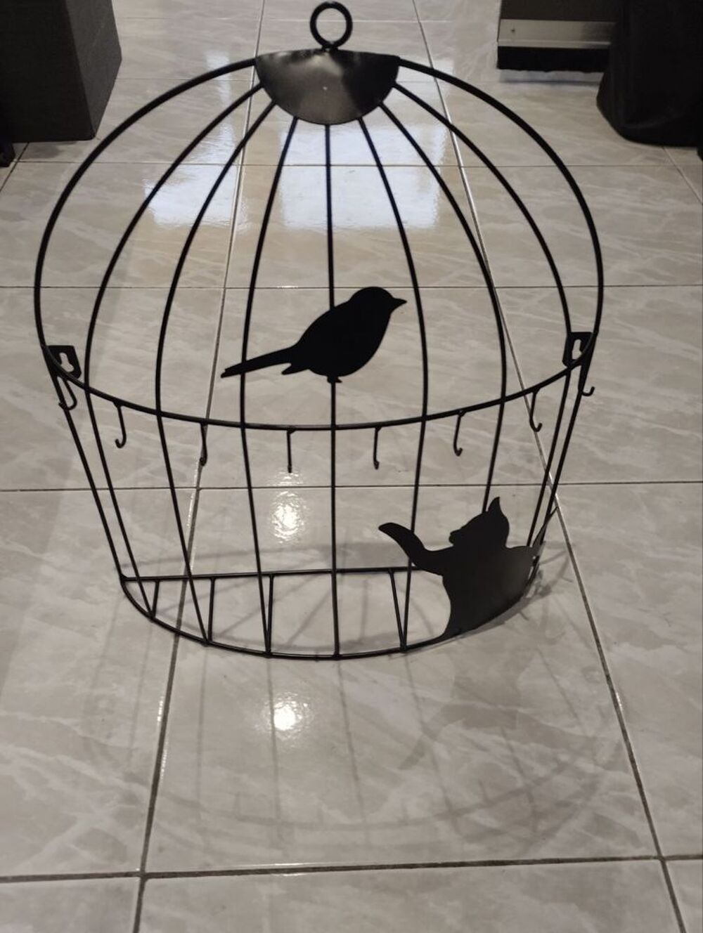 Porte cl&eacute; mural cage &agrave; oiseau chat Décoration