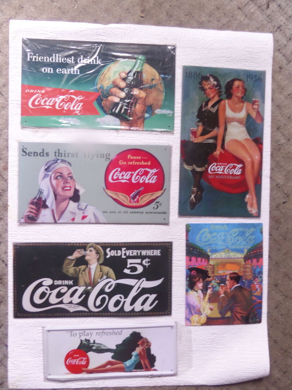 6 plaques publicitaires de COCA COLA 