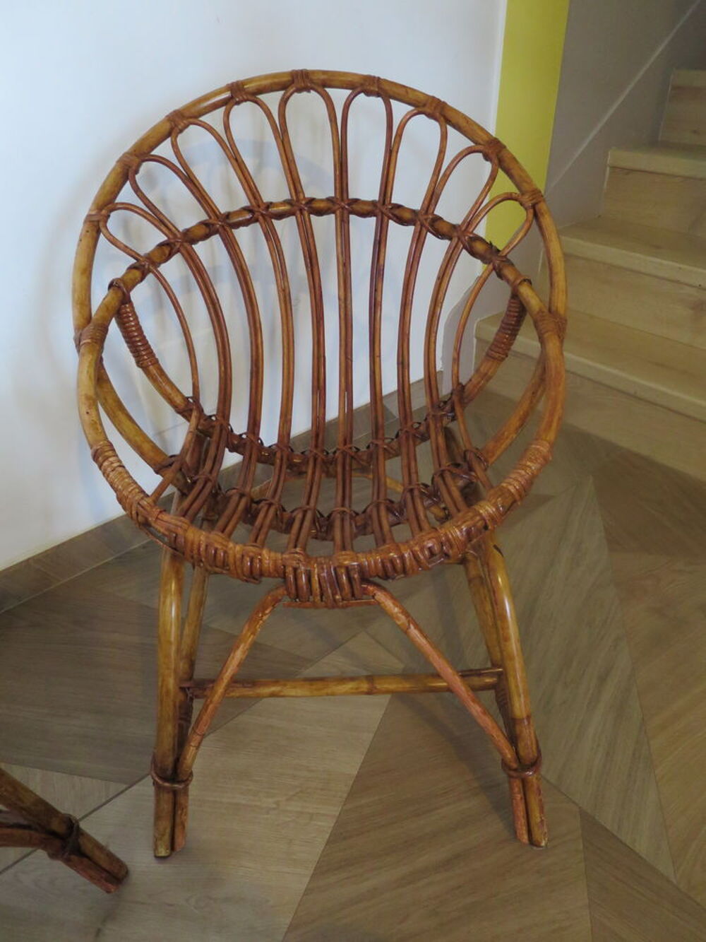 Vintage - Lot de 2 fauteuils en rotin-style boh&egrave;me -ann&eacute;es80 Meubles