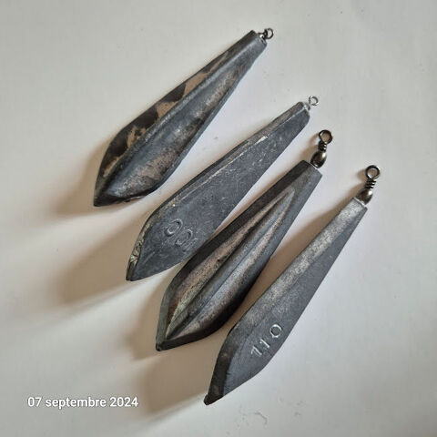 4 Plombs carpe trilobes pour la pche, 100 et 110 gr. 9 Saumur (49)