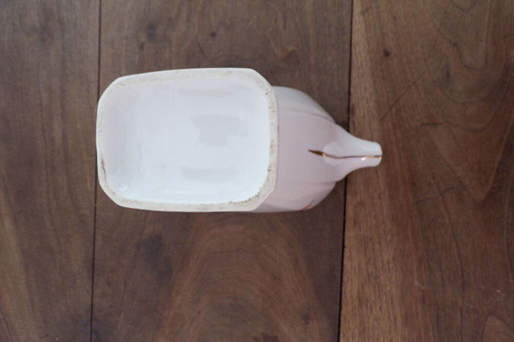 Pot vintage en porcelaine blanche motif fleurs Décoration