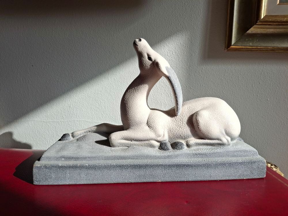Antilope Art D&eacute;co c&eacute;ramique crisp&eacute;e perl&eacute;e Décoration
