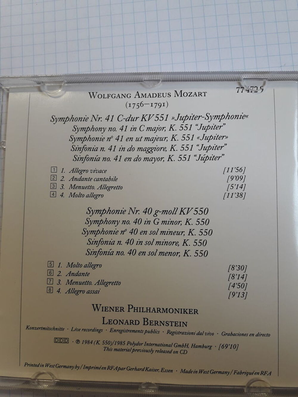 cd Wolfgang Amadeus Mozart, Wiener Philharmoniker, Leonard B CD et vinyles