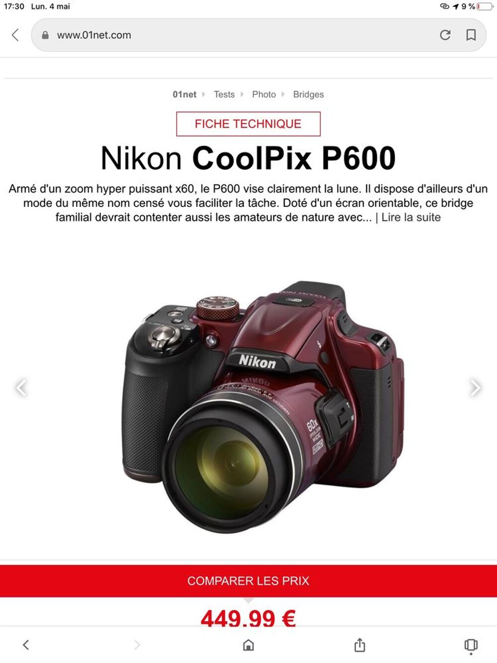 Appareil photo nikon coolplix p600 Photos/Video/TV