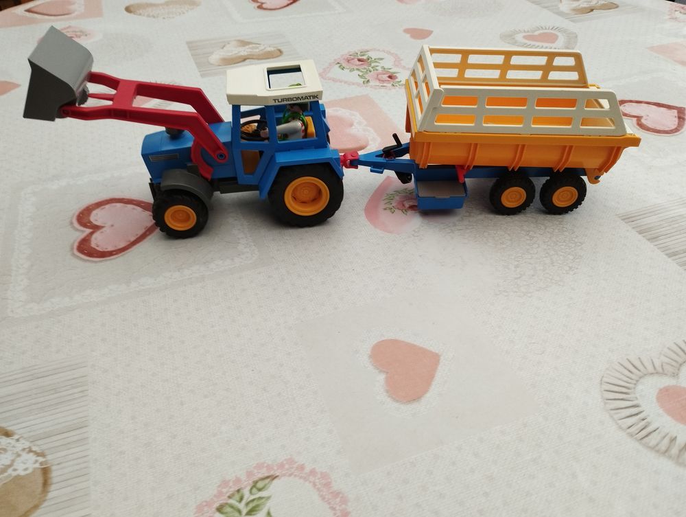 TRACTEUR PLAYMOBIL VINTAGE AVEC REMORQUE Jeux / jouets