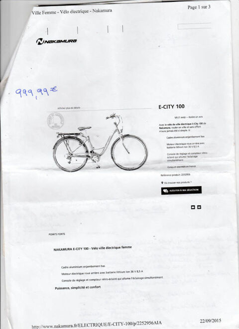 Velo electrique nakamura city 100 best sale
