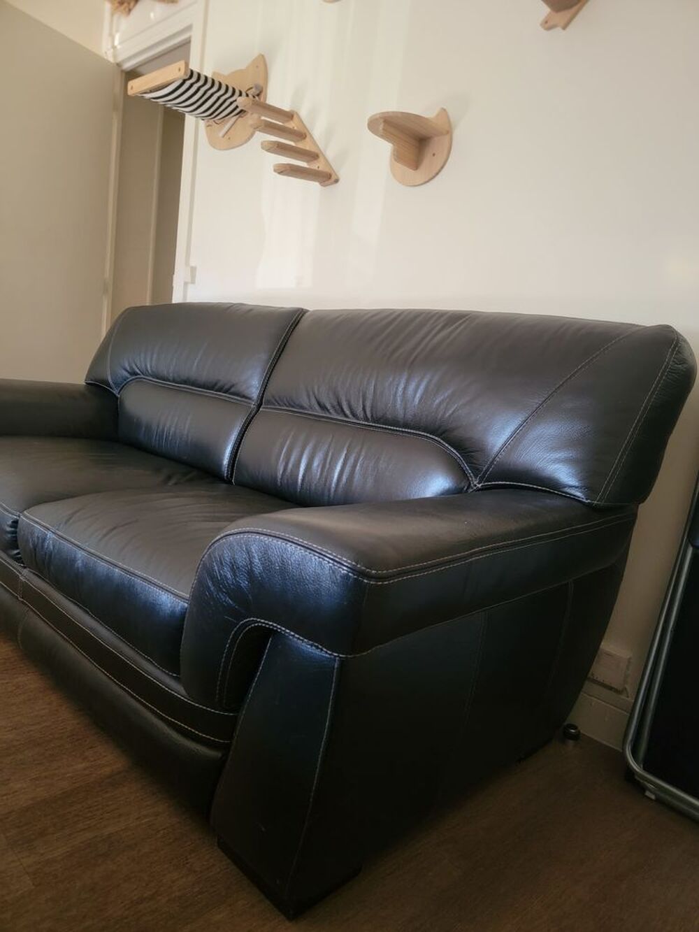 Salon cuir noir Meubles