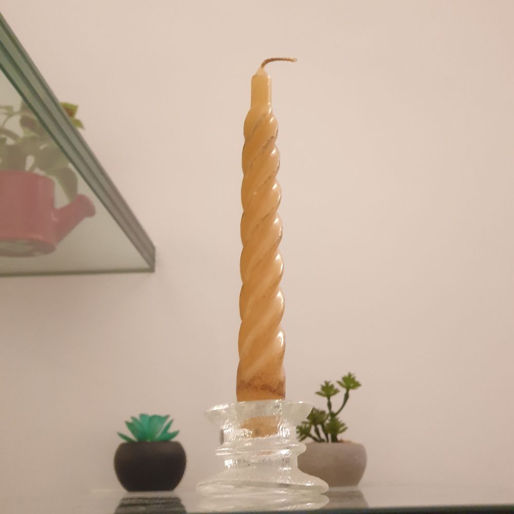 Bougeoir en verre moul&eacute; transparent translucide Vintage Décoration