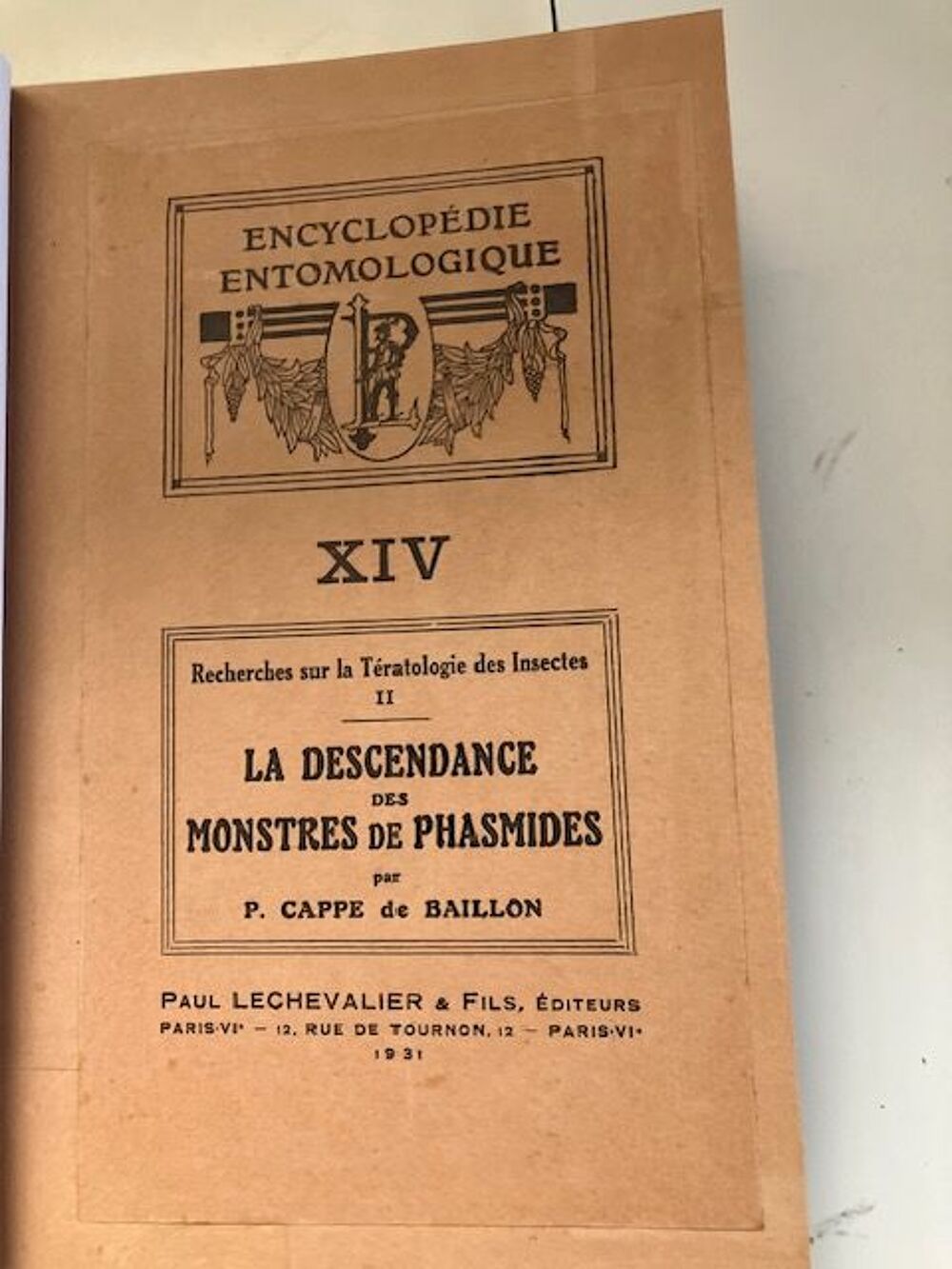 Recherches sur la T&eacute;ratologie des Insectes Livres et BD