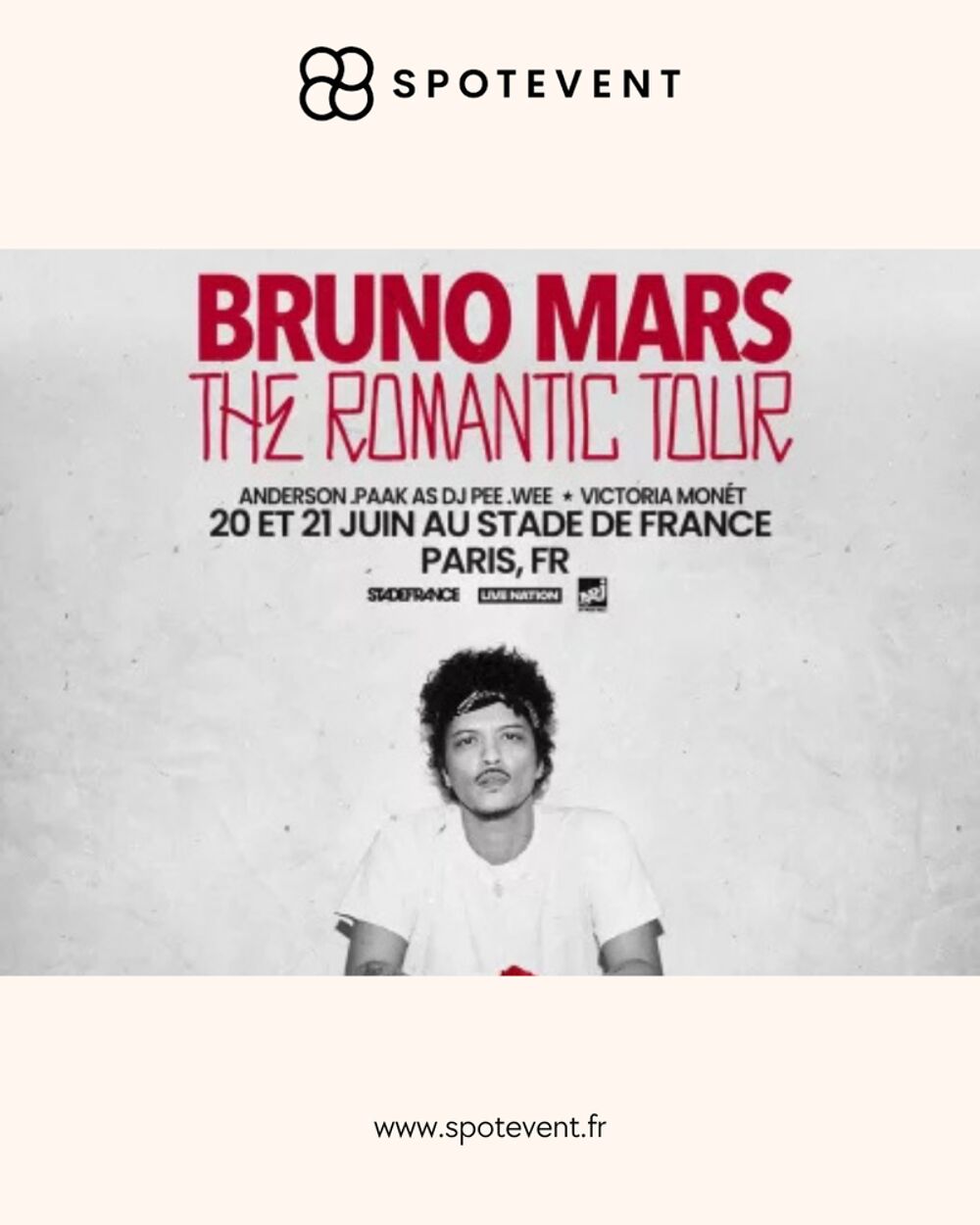 Bruno Mars en concert &agrave; Paris Billetterie