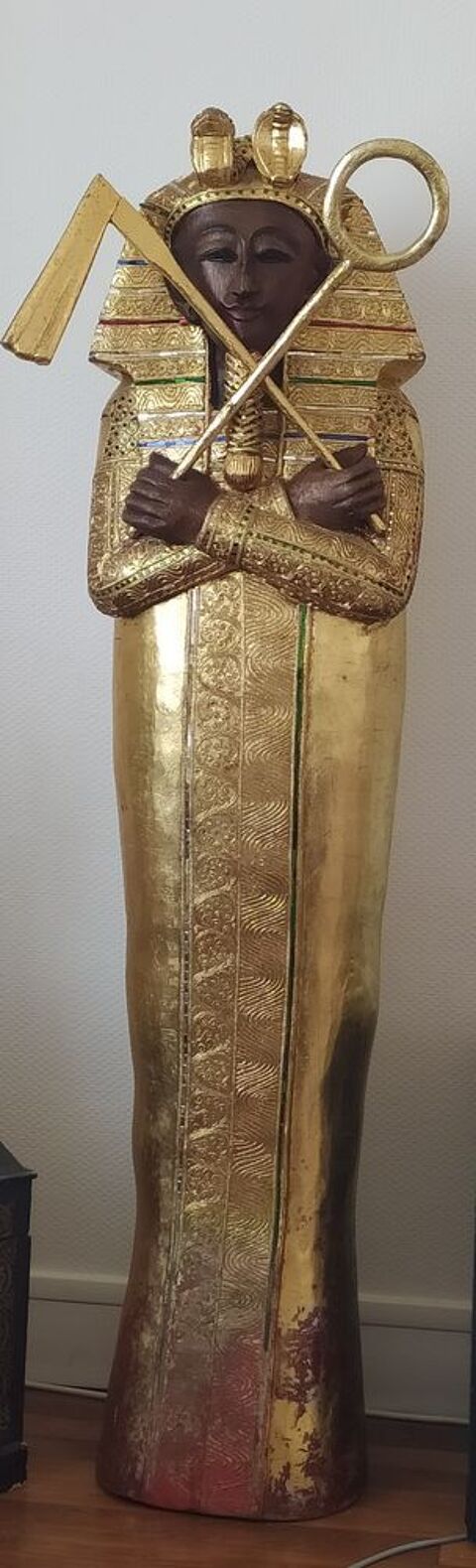 Statue pharaon bois Massif dor feuille d'or 270 Fontainebleau (77)