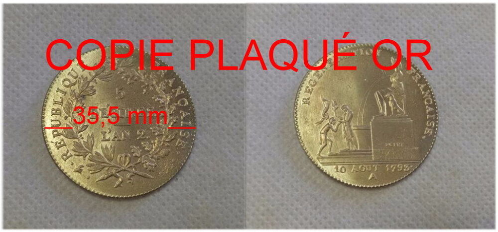 R&Eacute;PLIQUE PLAQU&Eacute; OR - 5 D&eacute;cimes 1793 FONTAINE D'ISIS 